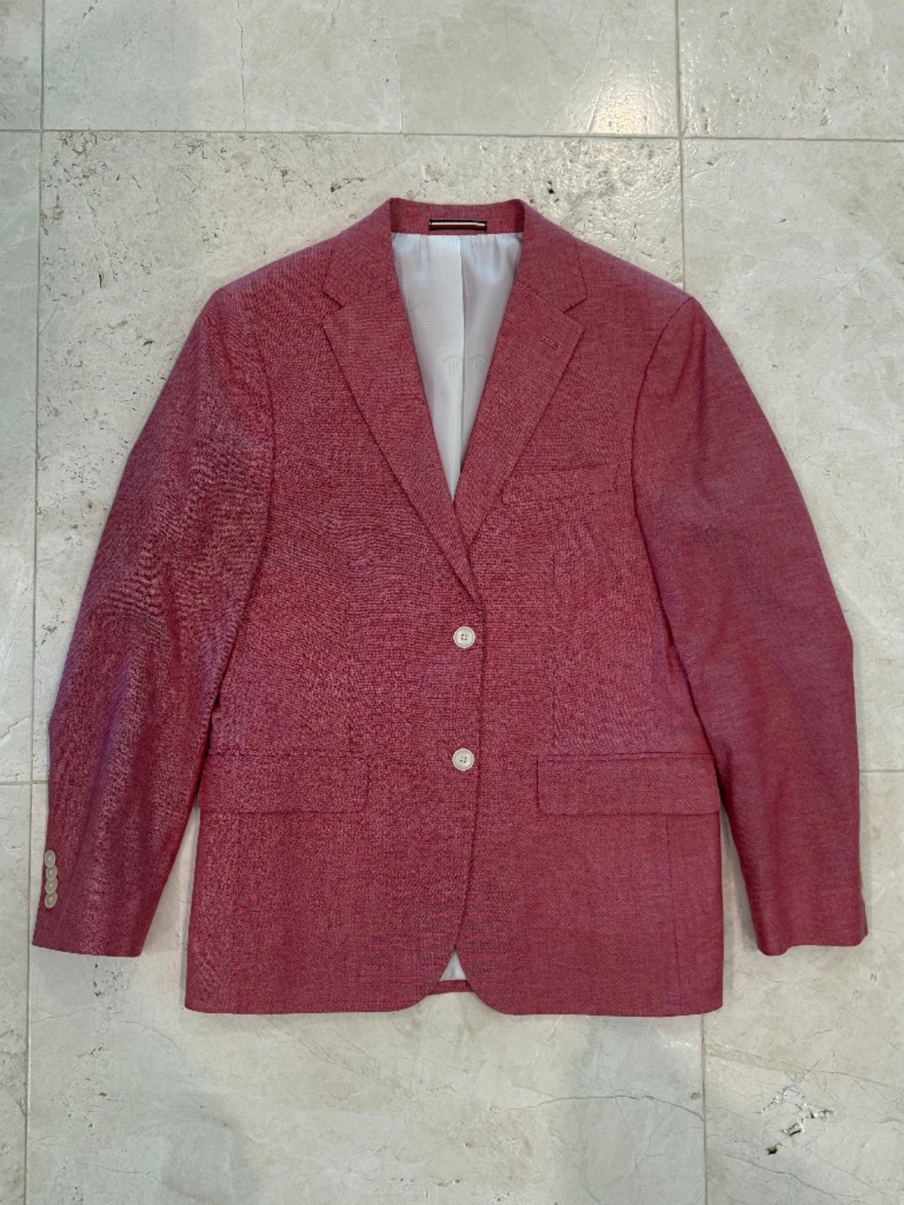 Tommy Hilfiger Men’s Pink Red Chambray Sport Coat Blazer 38S